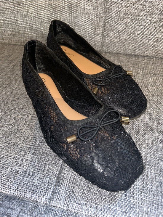 C Est. 1946 Shoes - NEW - C est 1946 -Women's Black Lace Ballet Flats with Bow and Metallic Tips